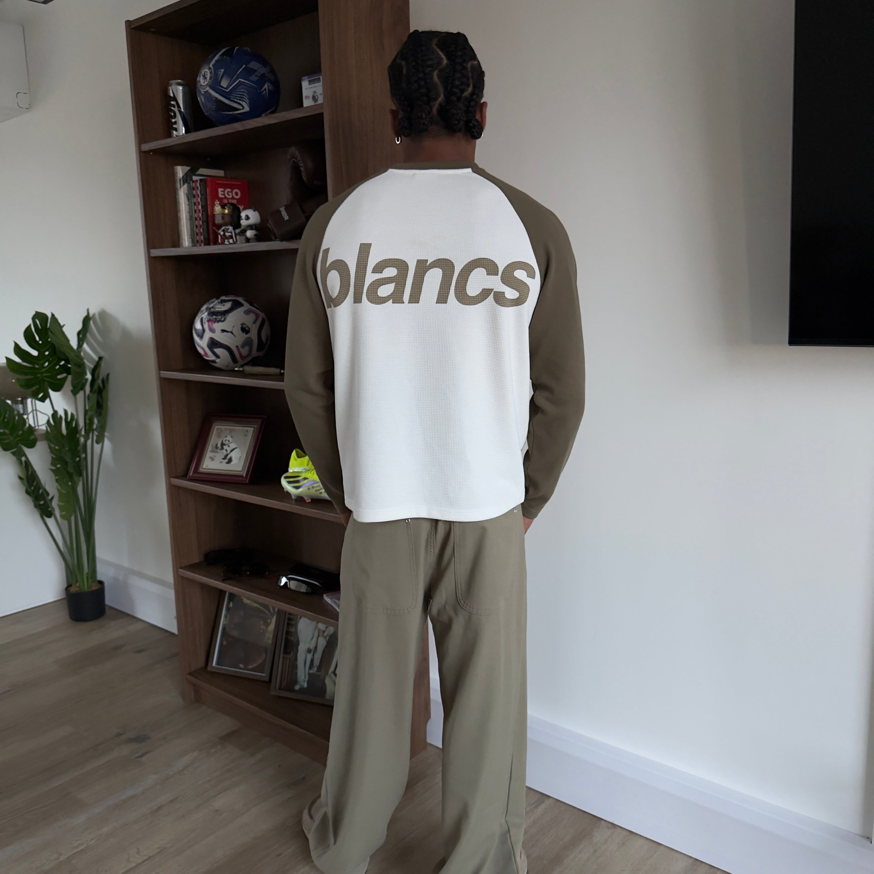 Blancs Raglan Waffle Knit - Khaki, alternate view 2