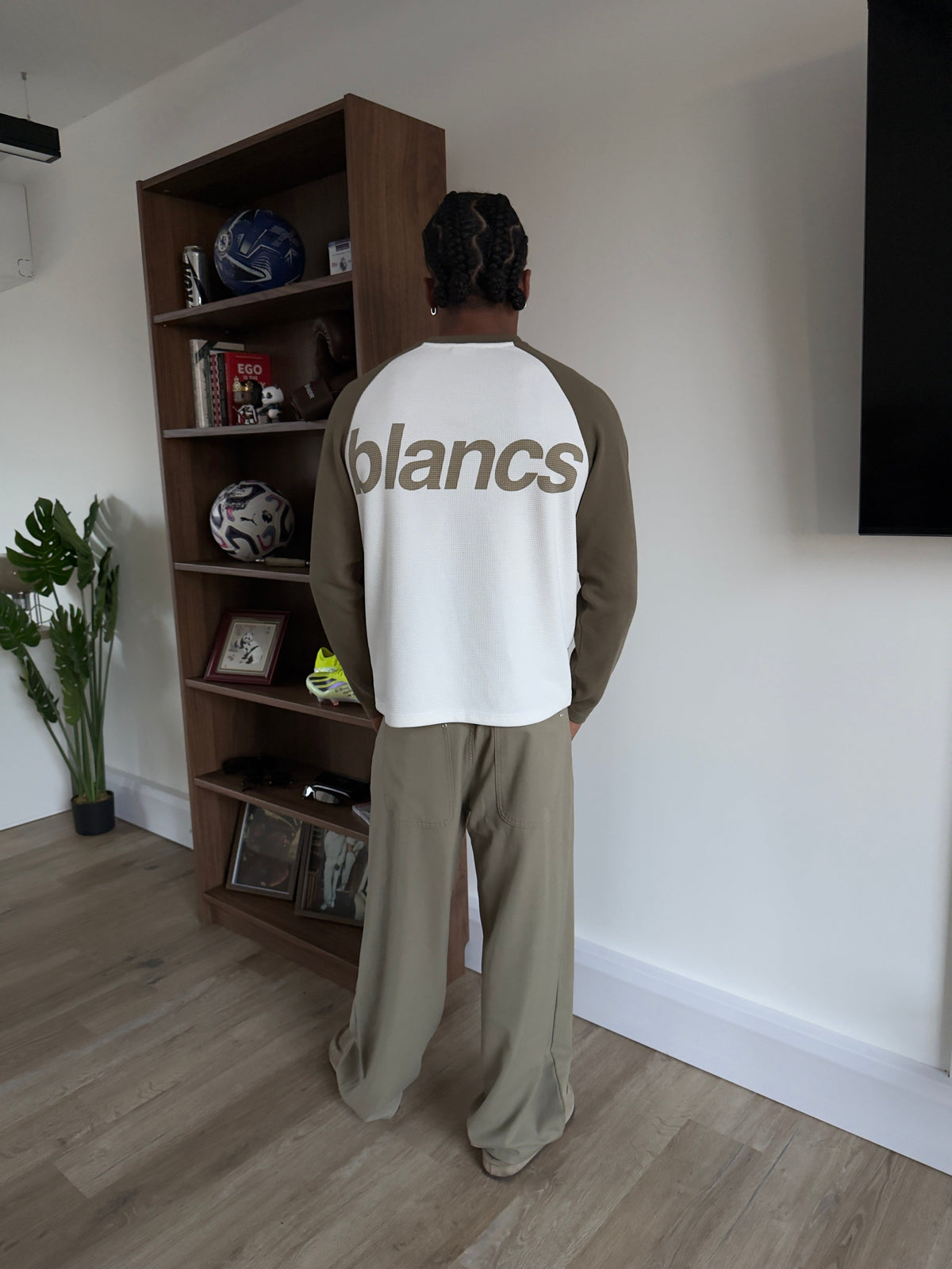 Blancs Raglan Waffle Knit - Khaki, alternate view 2