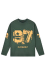 PLAYERS ONLY WASHED FORREST GREEN DISTRESSED 97 JERSEY LONG SLEEVE