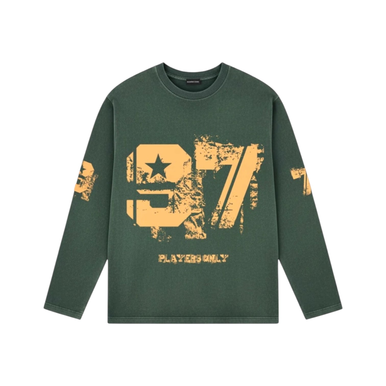 PLAYERS ONLY WASHED FORREST GREEN DISTRESSED 97 JERSEY LONG SLEEVE