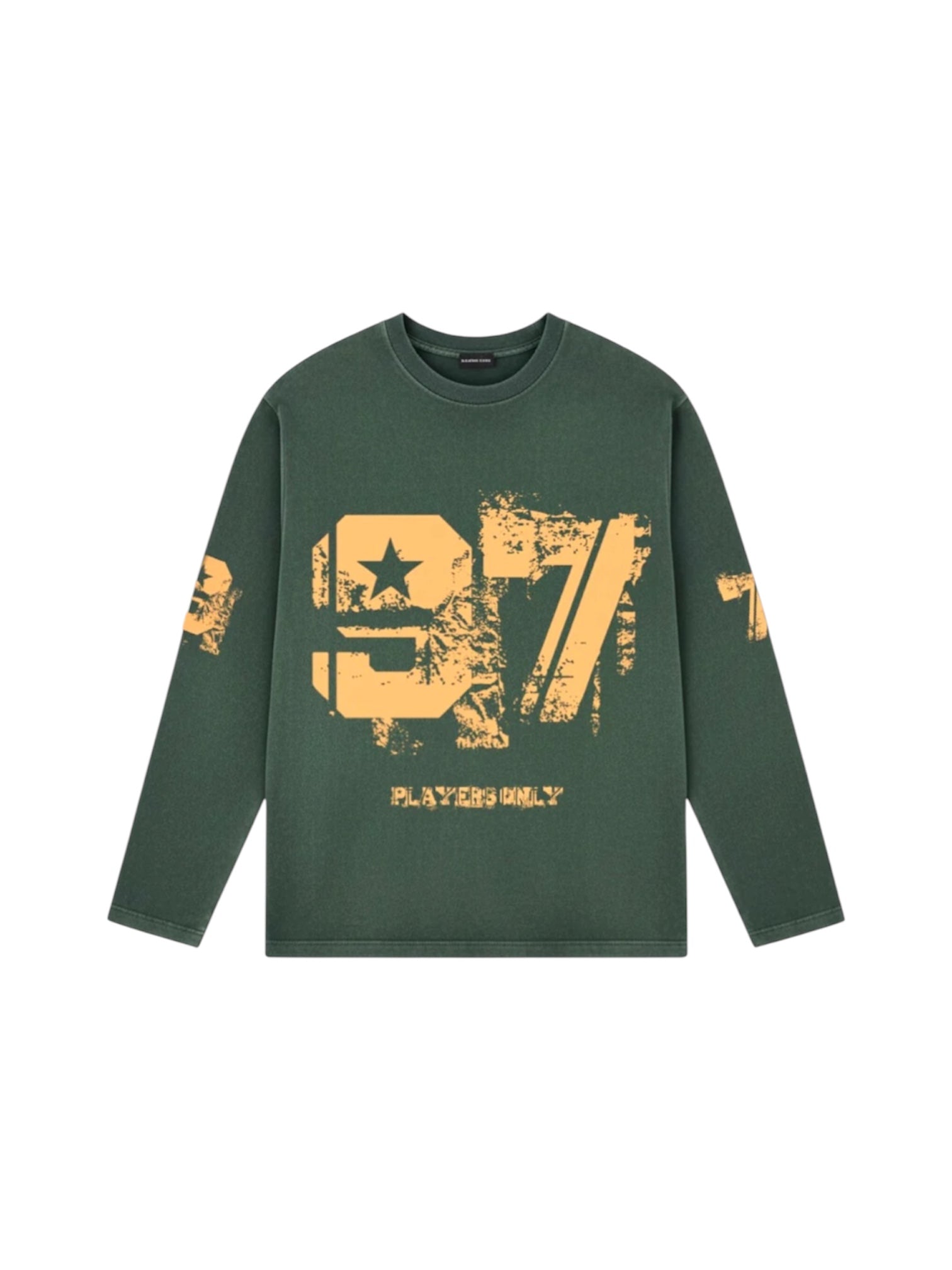 PLAYERS ONLY WASHED FORREST GREEN DISTRESSED 97 JERSEY LONG SLEEVE
