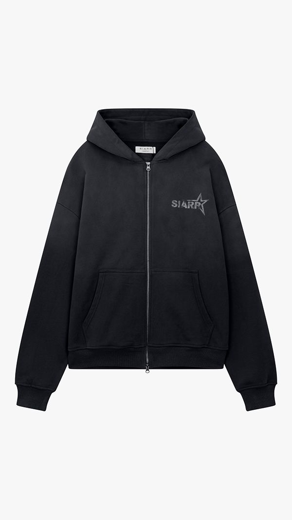 Siarr Star Zip Hoodie Black