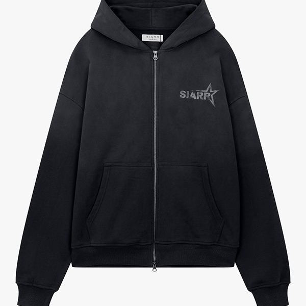 Siarr Star Zip Hoodie Black