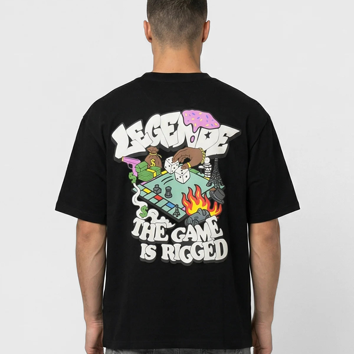 LEGENDE GAME IS RIGGED T SHIRT BLACK