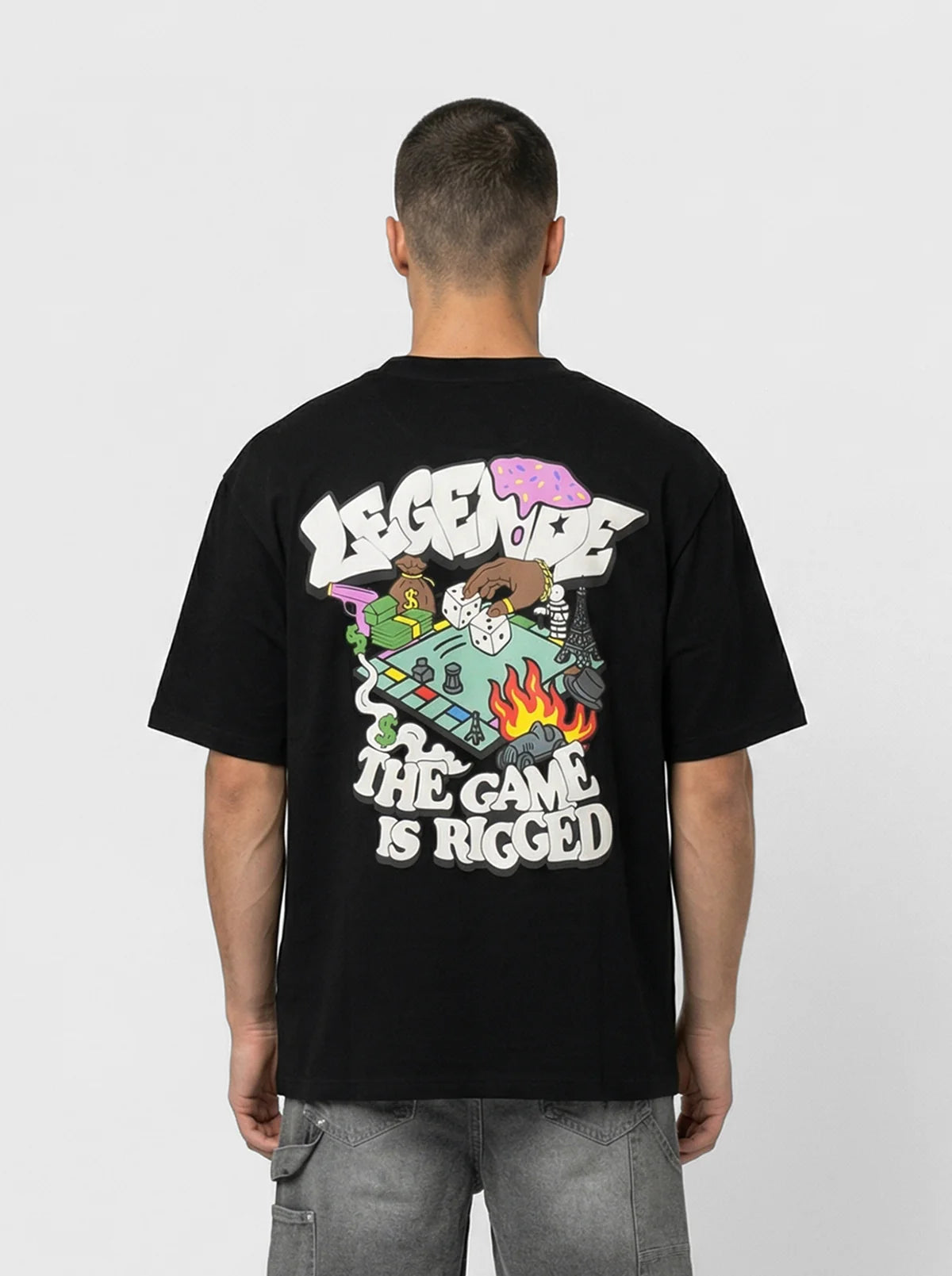 LEGENDE GAME IS RIGGED T SHIRT BLACK