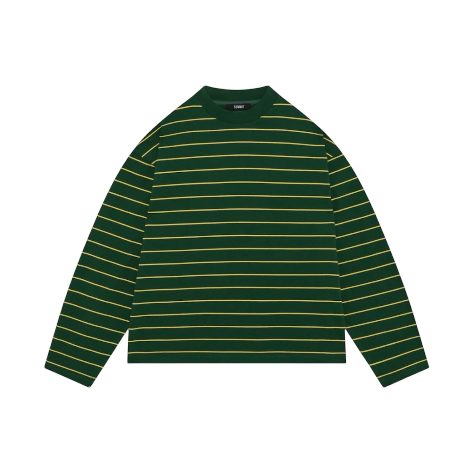 SUMMIT HEAVYWEIGHT LONG SLEEVE T SHIRT BOTTLE/YELLOW STRIPE