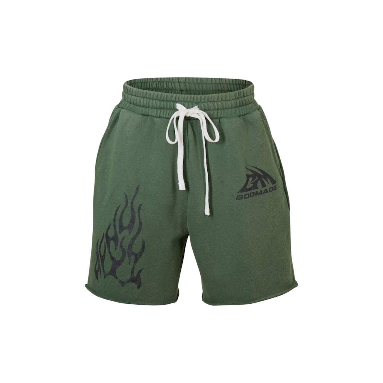 GODMADE LOGO WASHED GREEN SHORTS