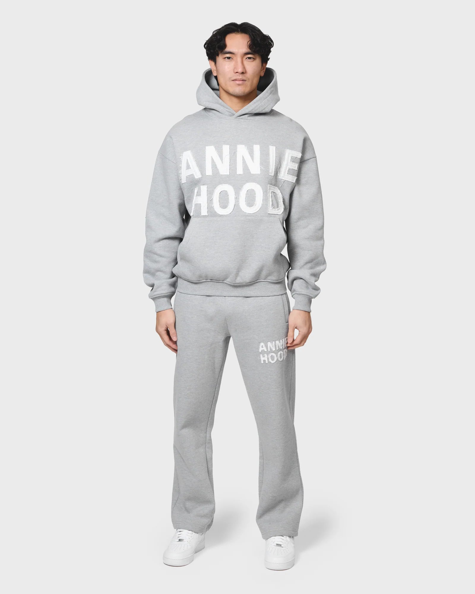 Annie Hood Appliqué Hoody Grey