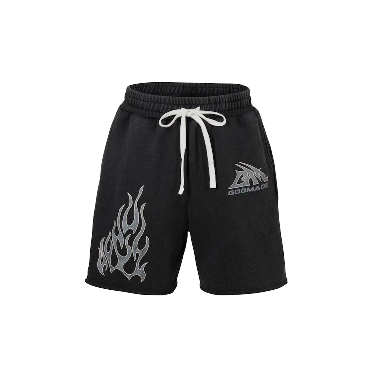 GODMADE LOGO WASHED BLACK SHORTS