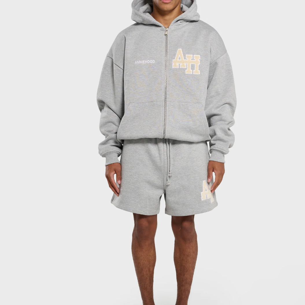 Annie Hood College Zip Up Grey