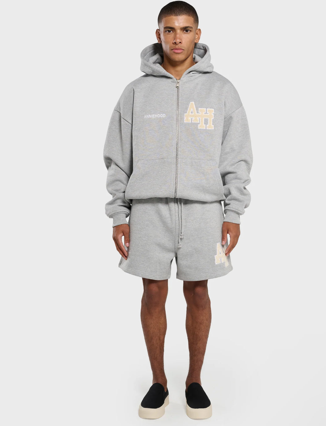 Annie Hood College Zip Up Grey