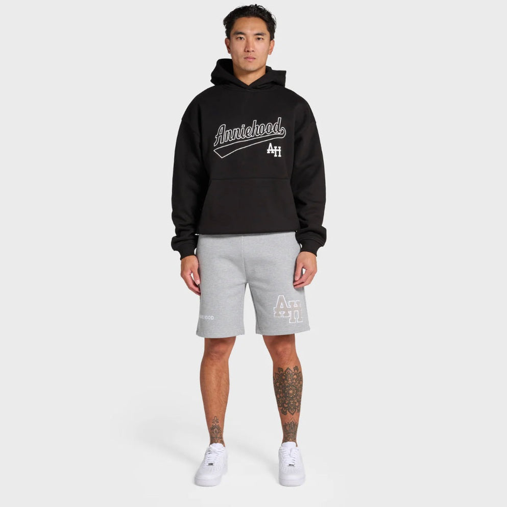 Annie Hood Baseball Logo Black Pullover Hoodie