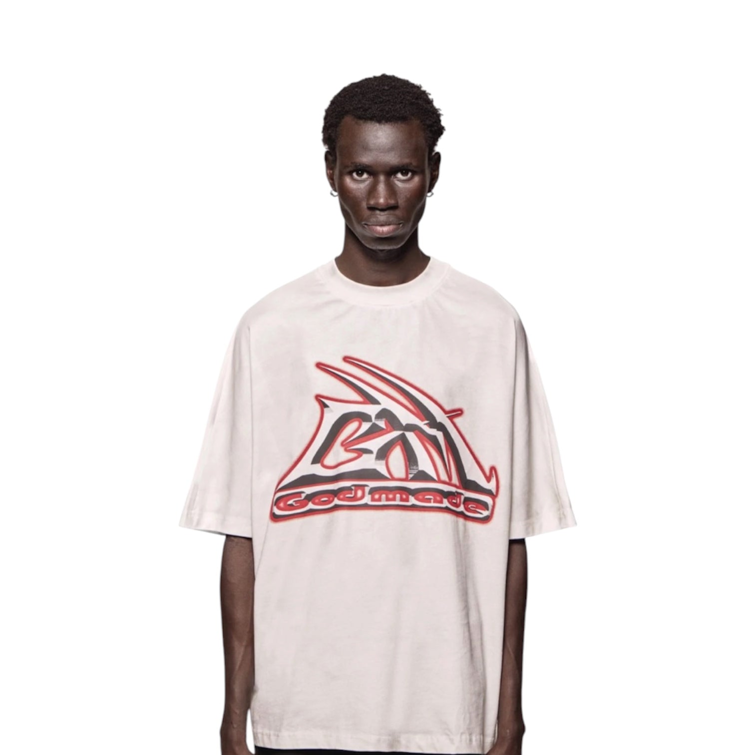 GODMADE METALLIC GM T SHIRT -  VINTAGE WHITE