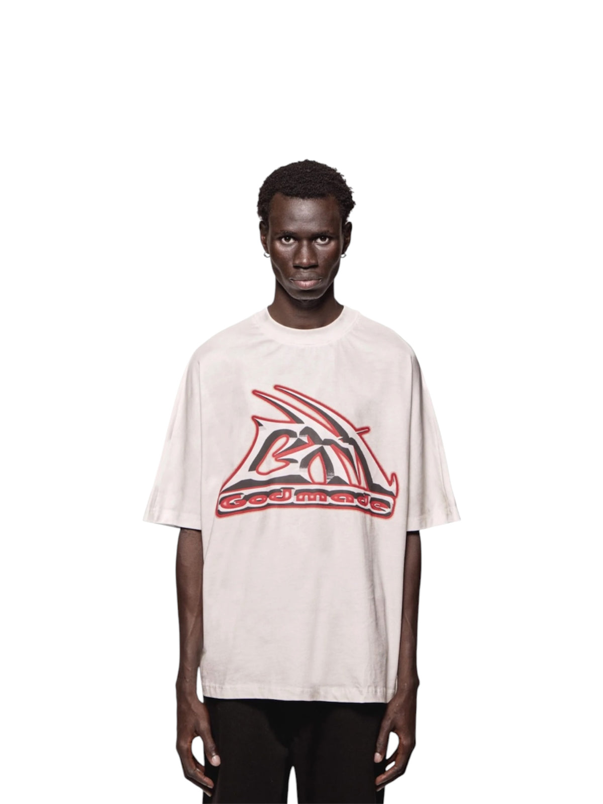 GODMADE METALLIC GM T SHIRT -  VINTAGE WHITE