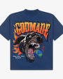 Godmade Dog World T Shirt Washed Blue