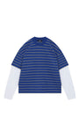 SUMMIT DOUBLE LAYERED LONG SLEEVE T SHIRT BLUE STRIPE
