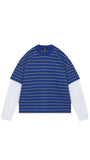 SUMMIT DOUBLE LAYERED LONG SLEEVE T SHIRT BLUE STRIPE