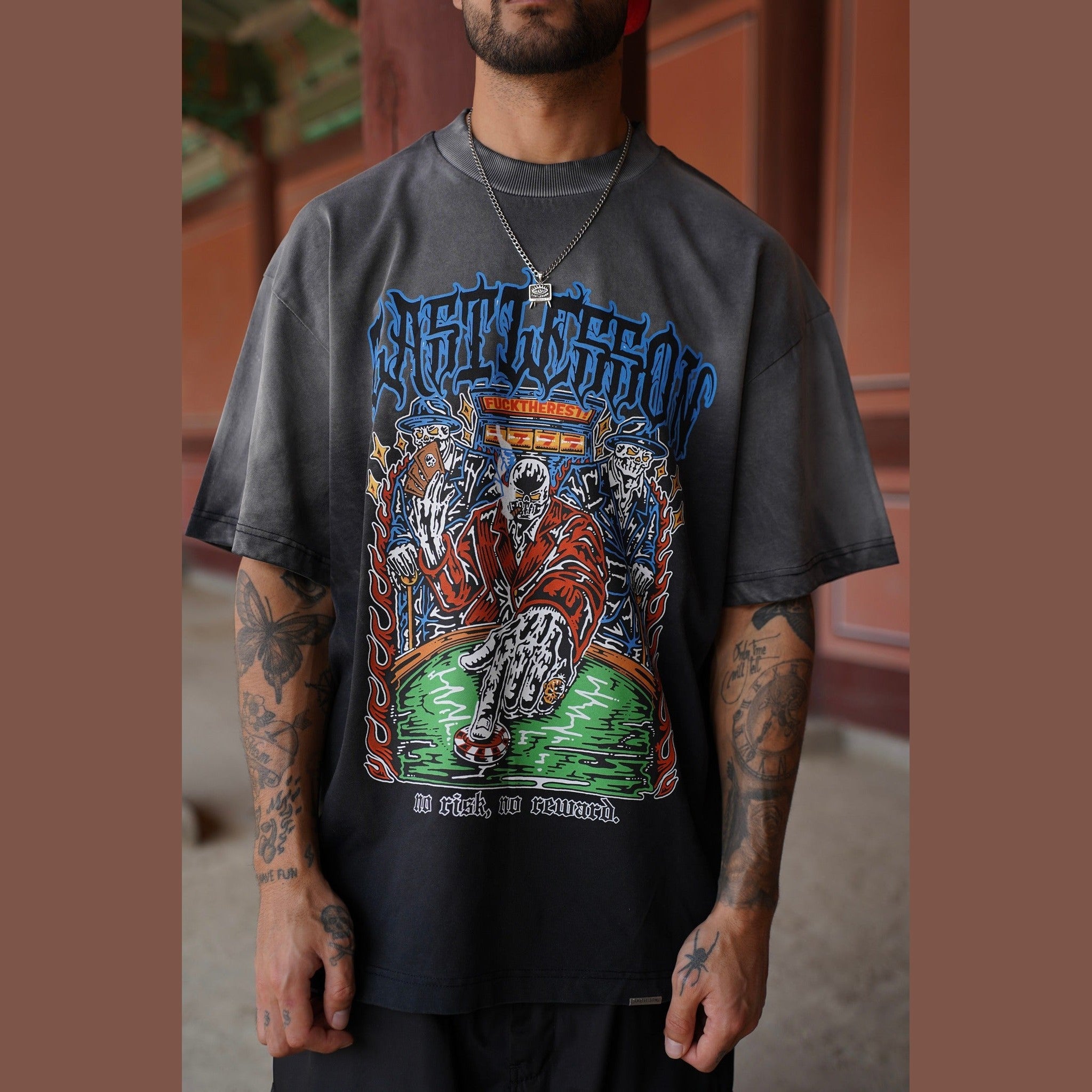 Last Lesson Poker T Shirt ‘Black/Grey’