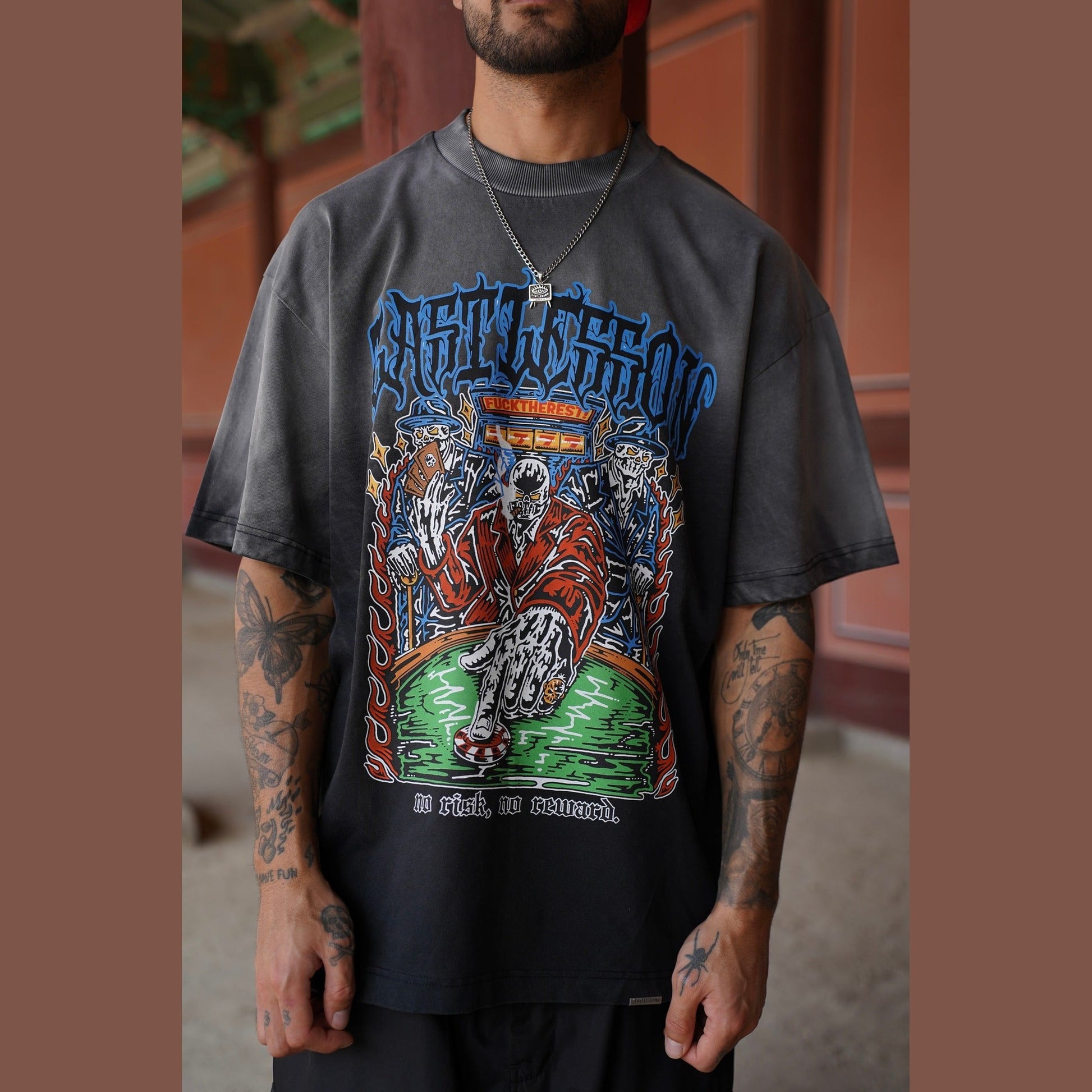 Last Lesson Poker T Shirt ‘Black/Grey’