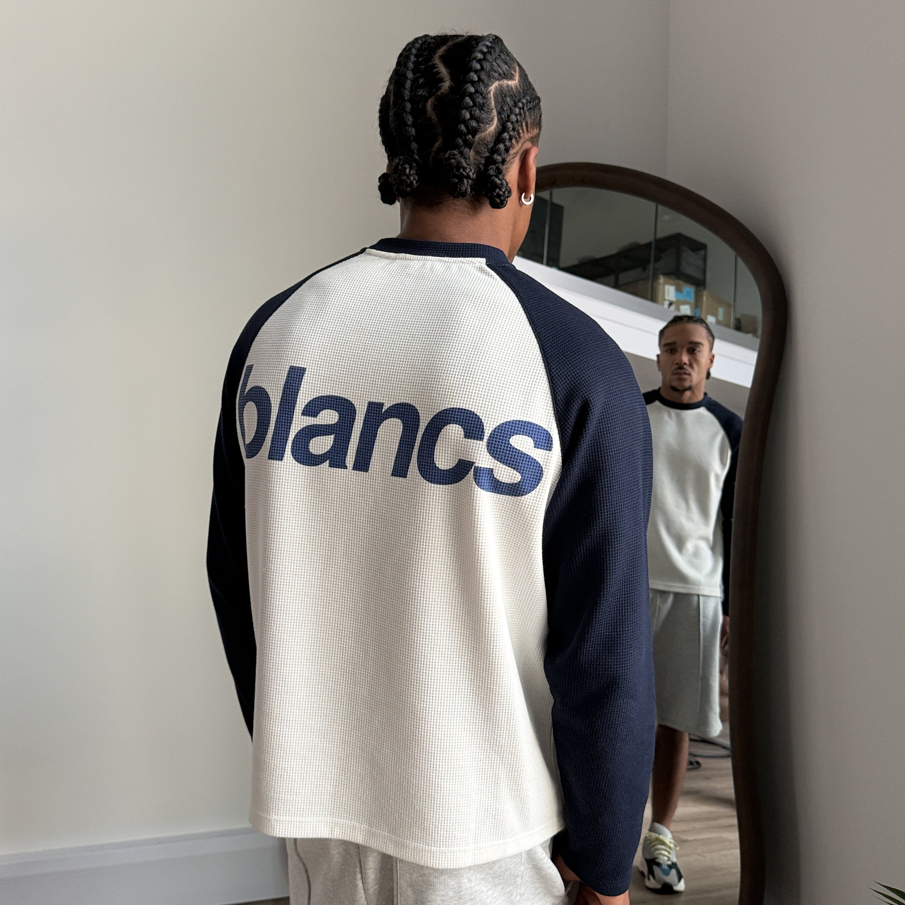 Blancs Raglan Waffle Knit - Navy, alternate view 2