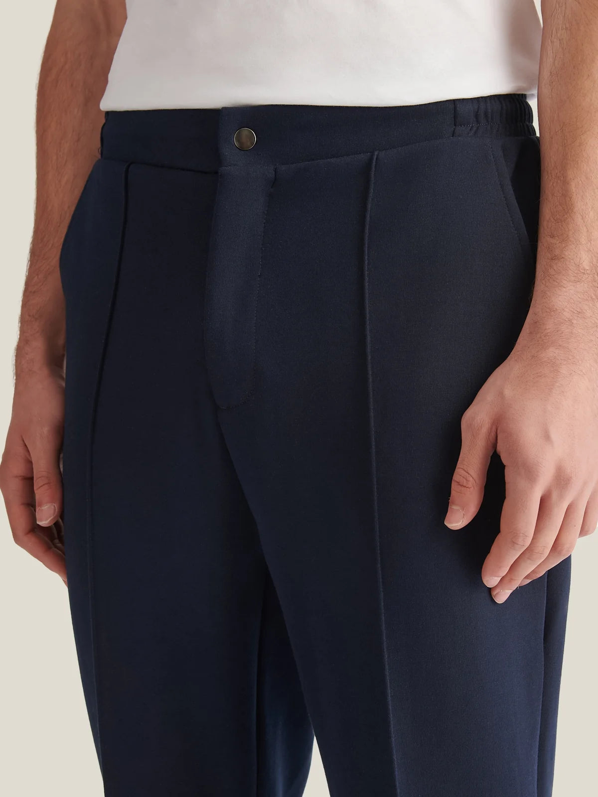 PECKHAM RYE Riva Jersey Interlock Trousers in Navy