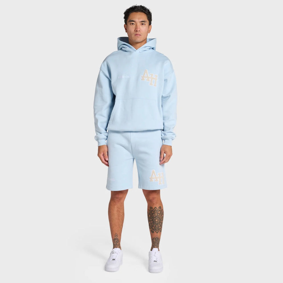 Annie Hood College Logo Baby Blue Pullover