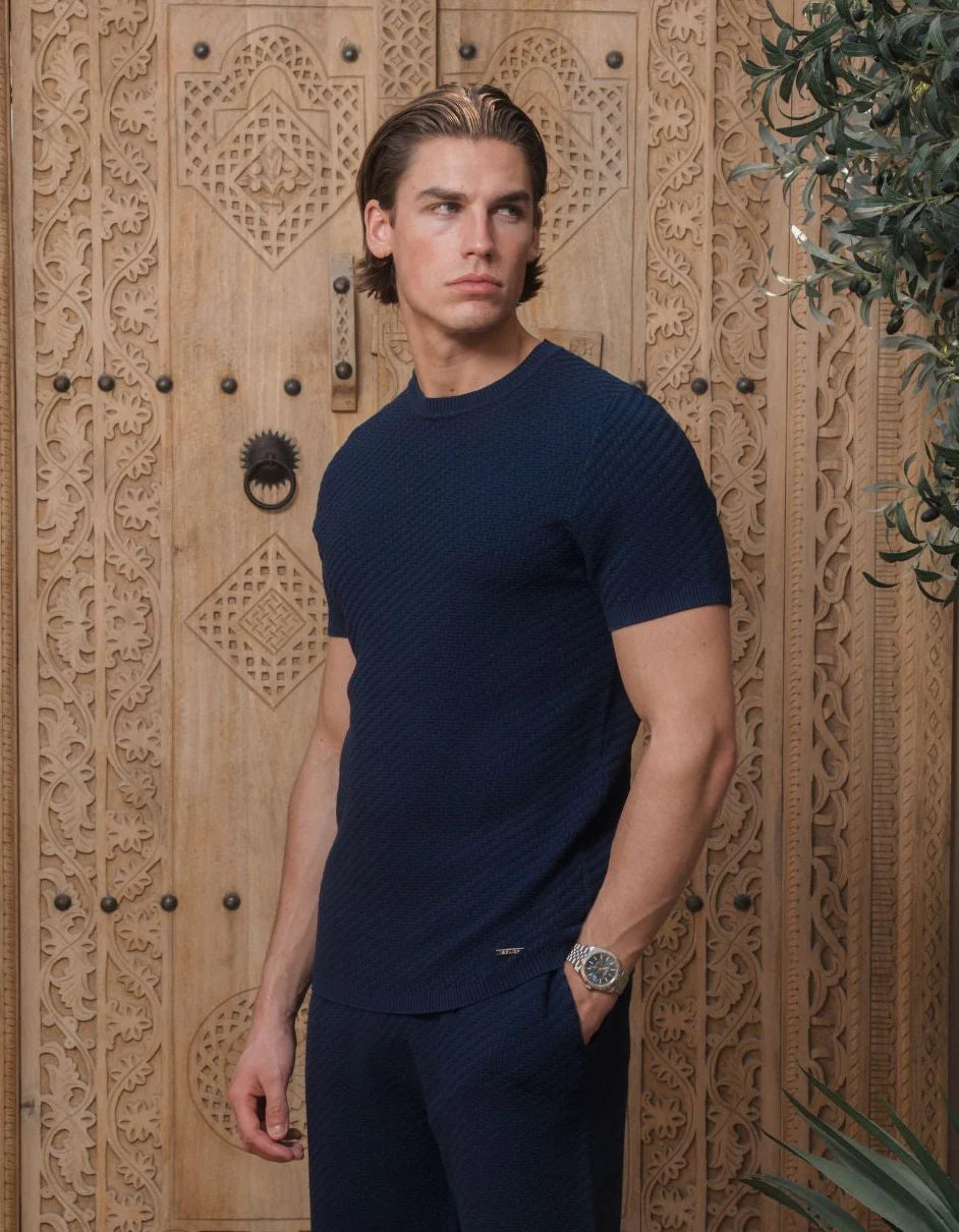 Belier Alfonso Navy Knit T Shirt