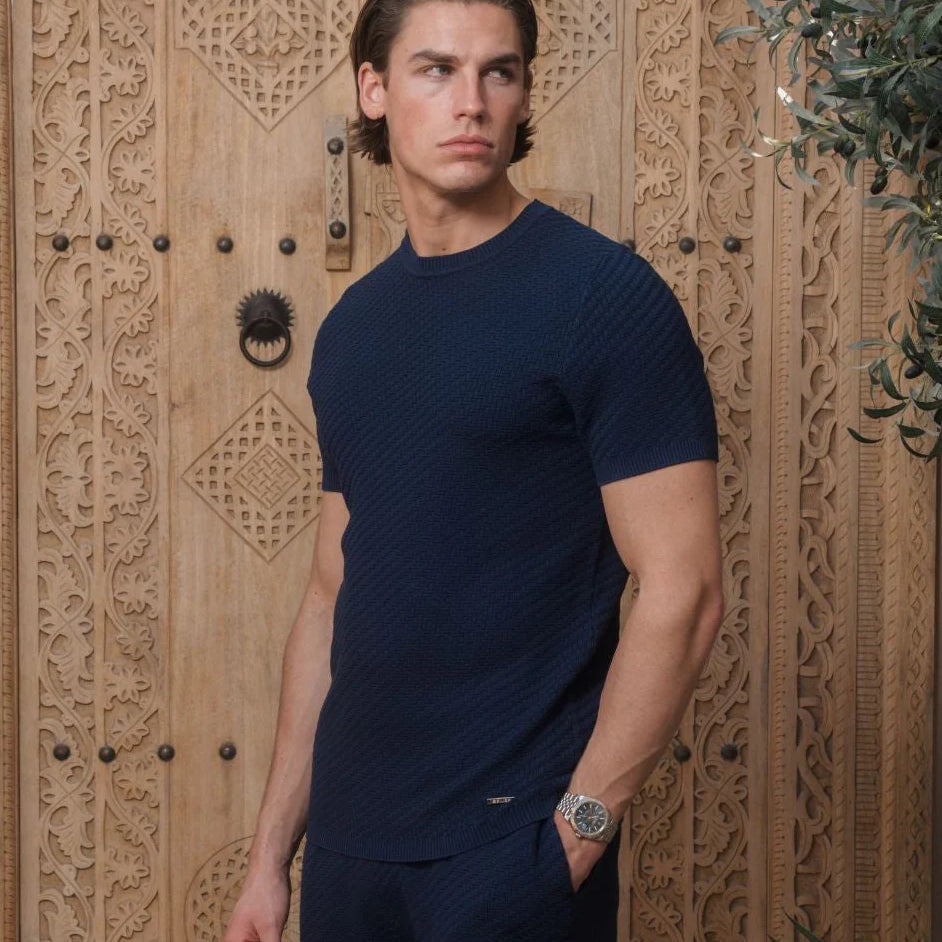 Belier Alfonso Navy Knit T Shirt