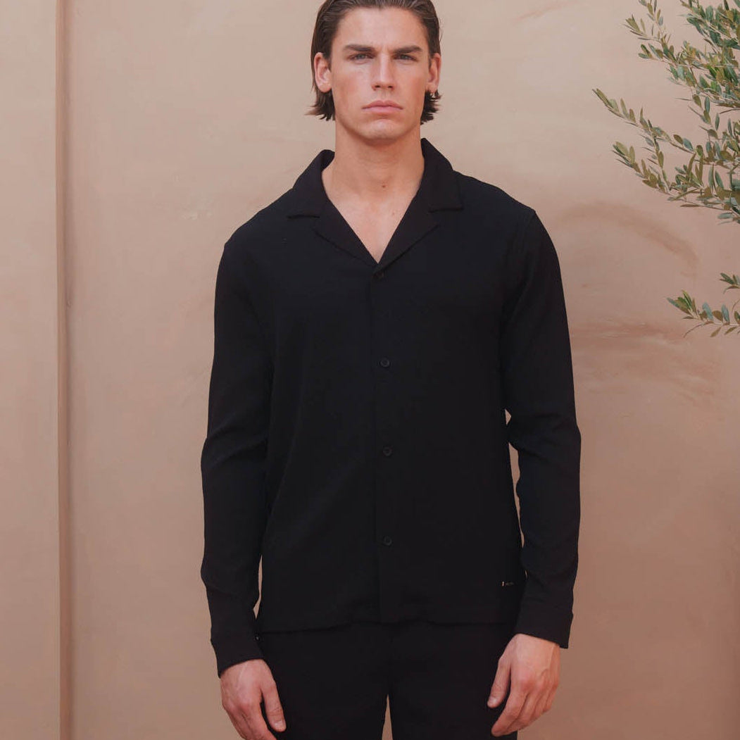 Belier Hassan Seersucker L/S Shirt - Black