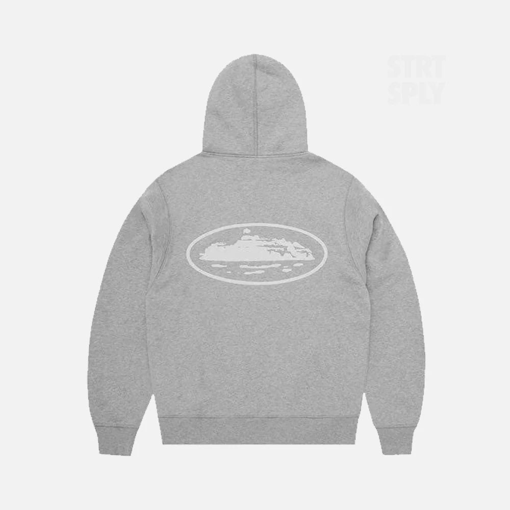 Corteiz Island Puff Print Hoodie Heather Grey, alternate view 2