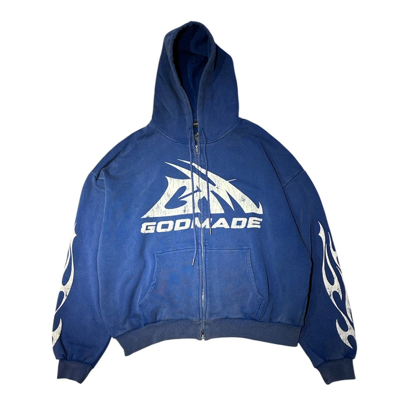 GODMADE LOGO WASHED BLUE ZIP HOODIE