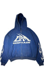 Godmade Logo Washed Blue Zip Hoodie