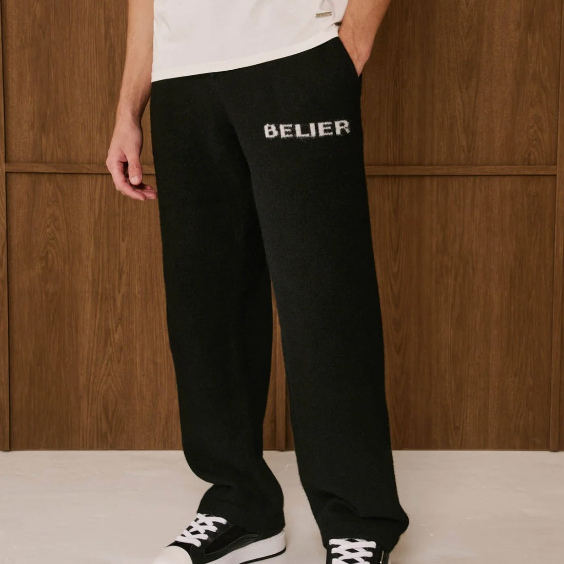 Belier Intarsia Knit Sweatpants Black