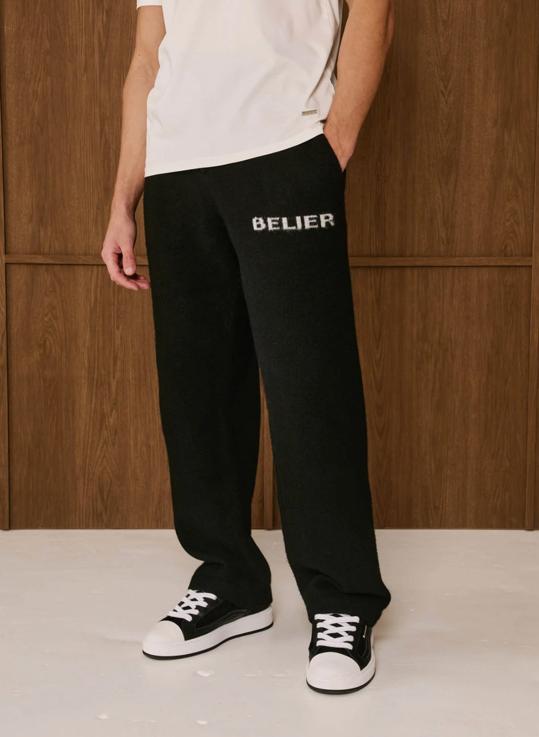 Belier Intarsia Knit Sweatpants Black