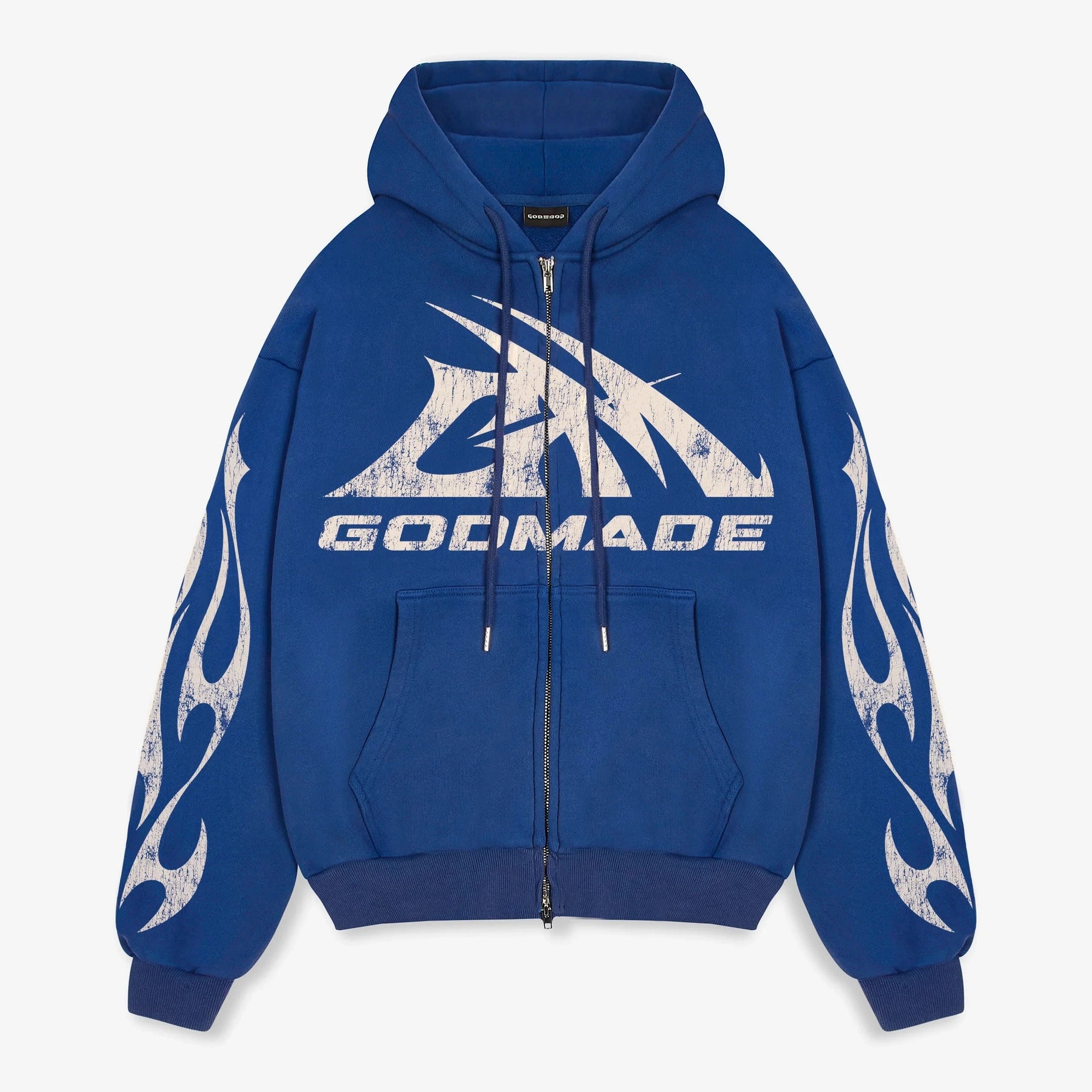 Godmade Logo Washed Blue Zip Hoodie