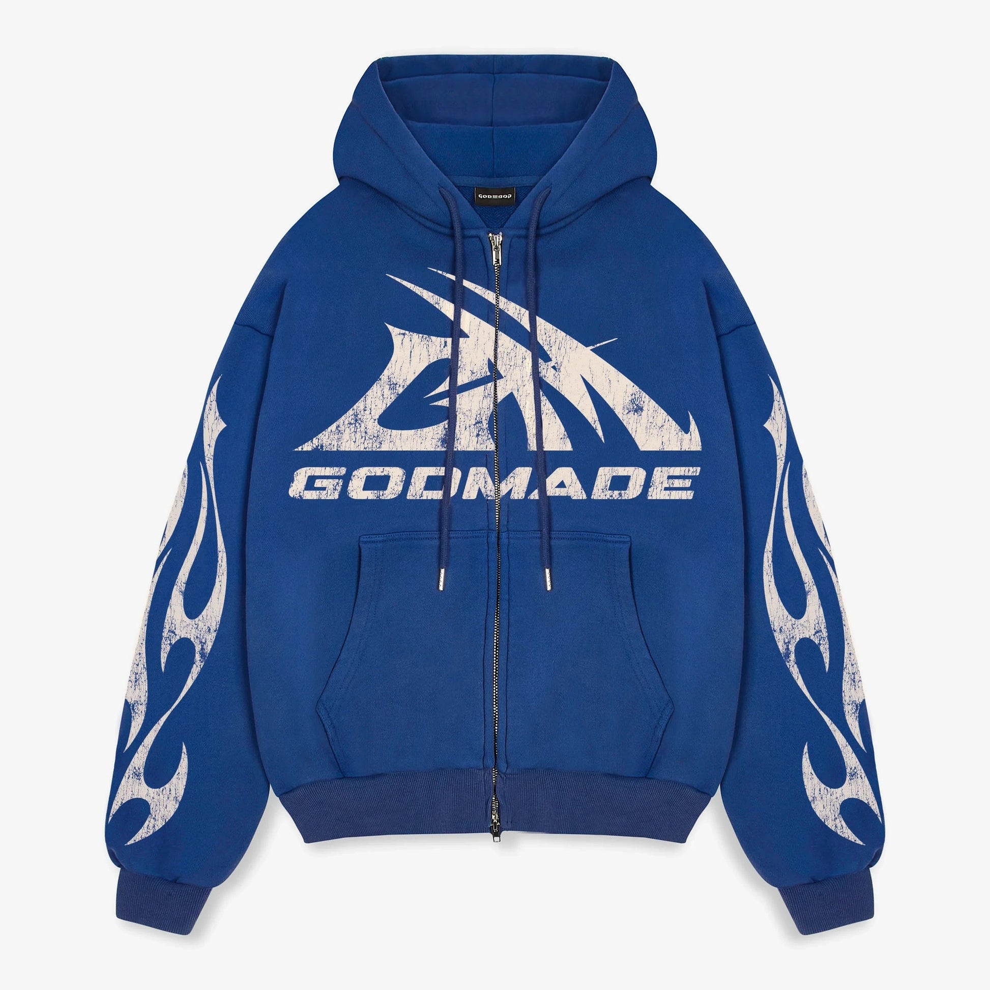 Godmade Logo Washed Blue Zip Hoodie