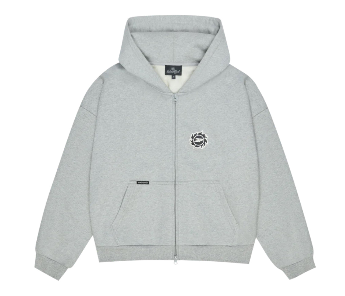 Broken Planet Sun Zip Up Hoodie ‘Grey’