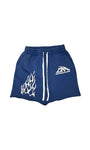 GODMADE LOGO WASHED BLUE SHORTS
