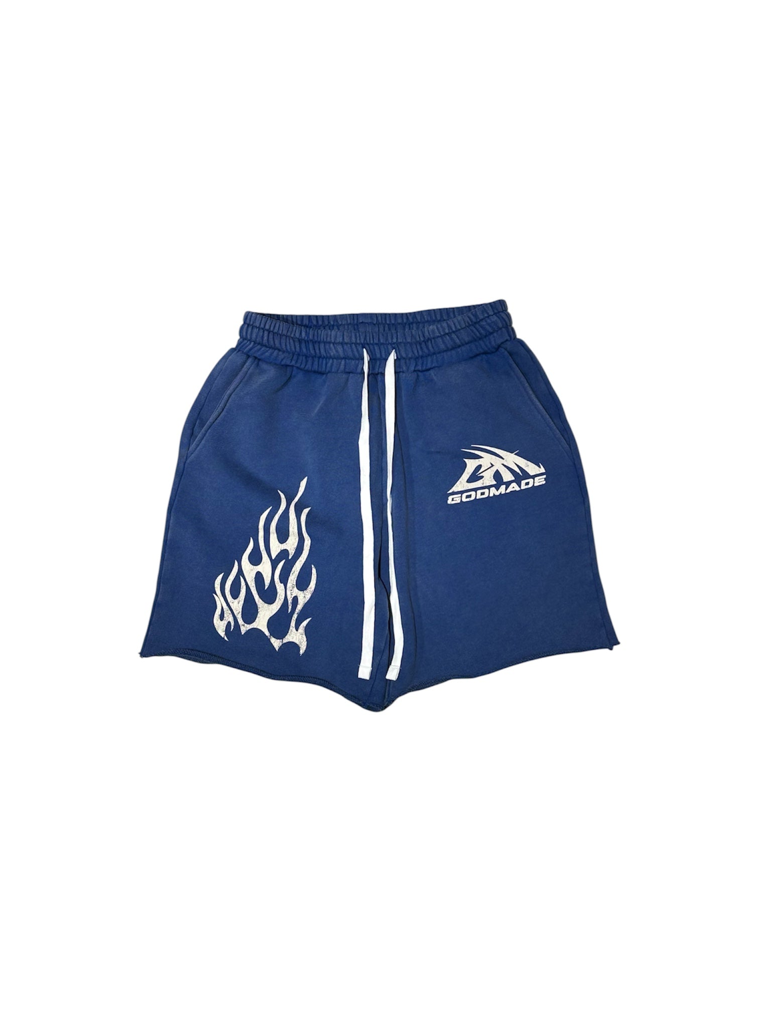 Godmade Logo Washed Blue Shorts