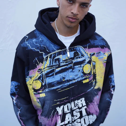 Last Lesson Black Car Hoodie