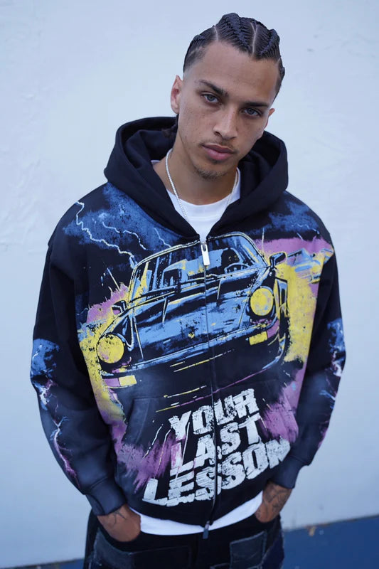 Last Lesson Black Car Hoodie
