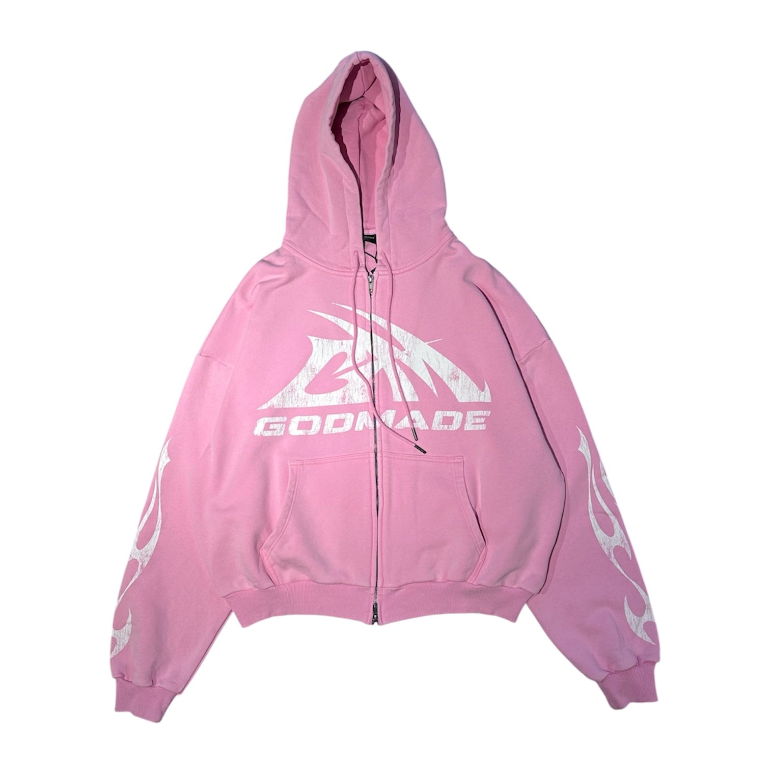 GODMADE LOGO WASHED PINK ZIP HOODIE