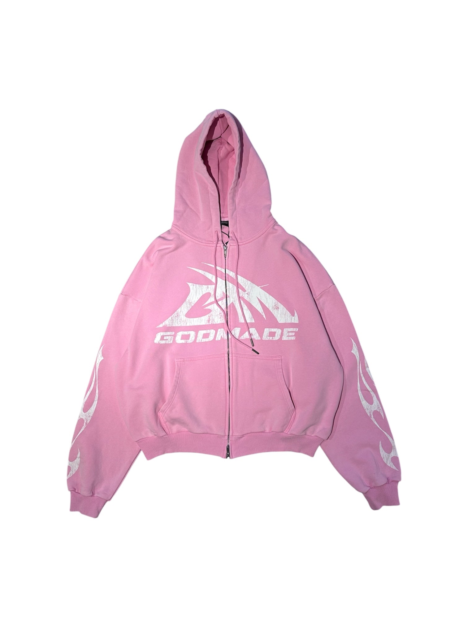 Godmade Logo Washed Pink Zip Hoodie