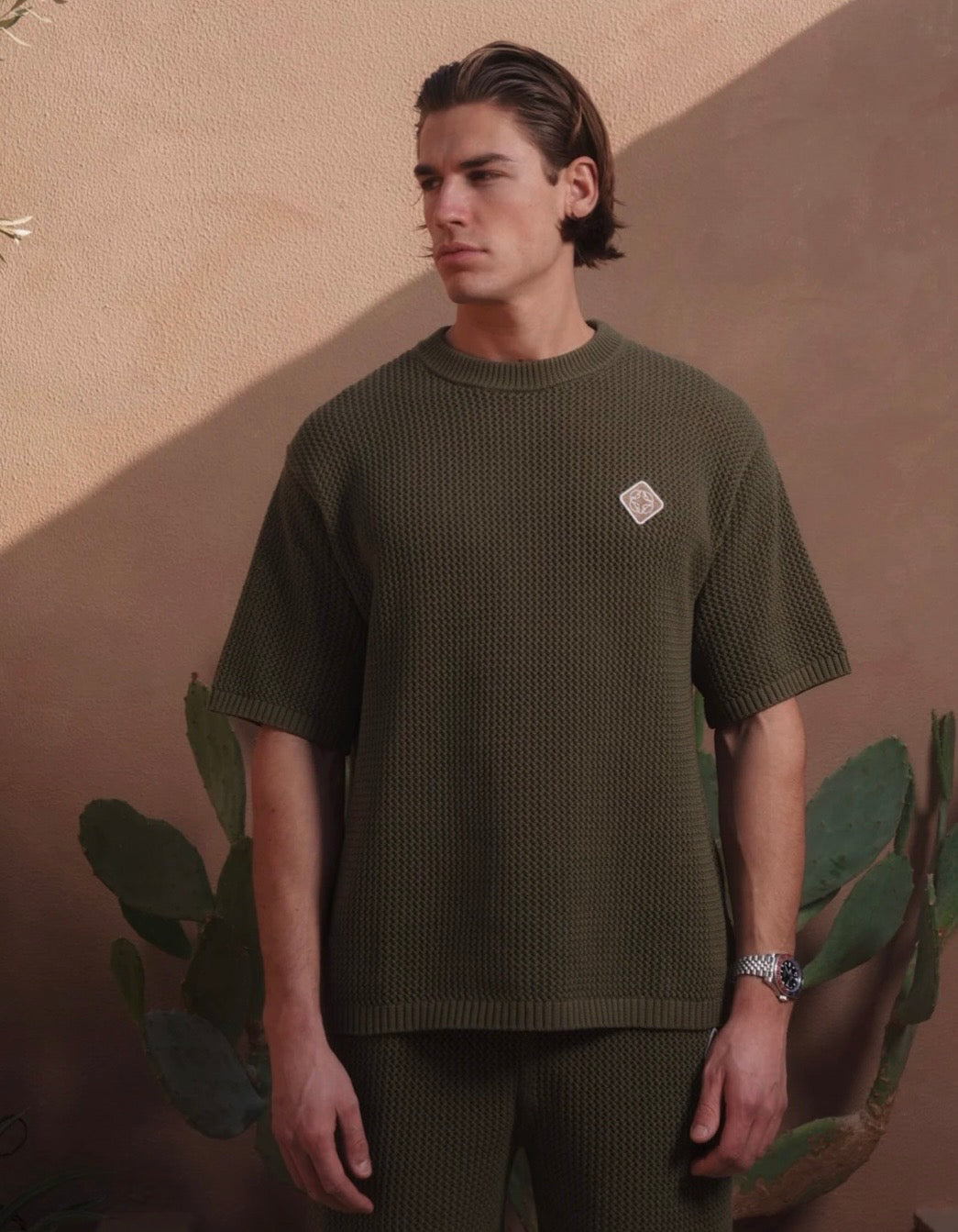 Belier Leon Crochet T Shirt Olive