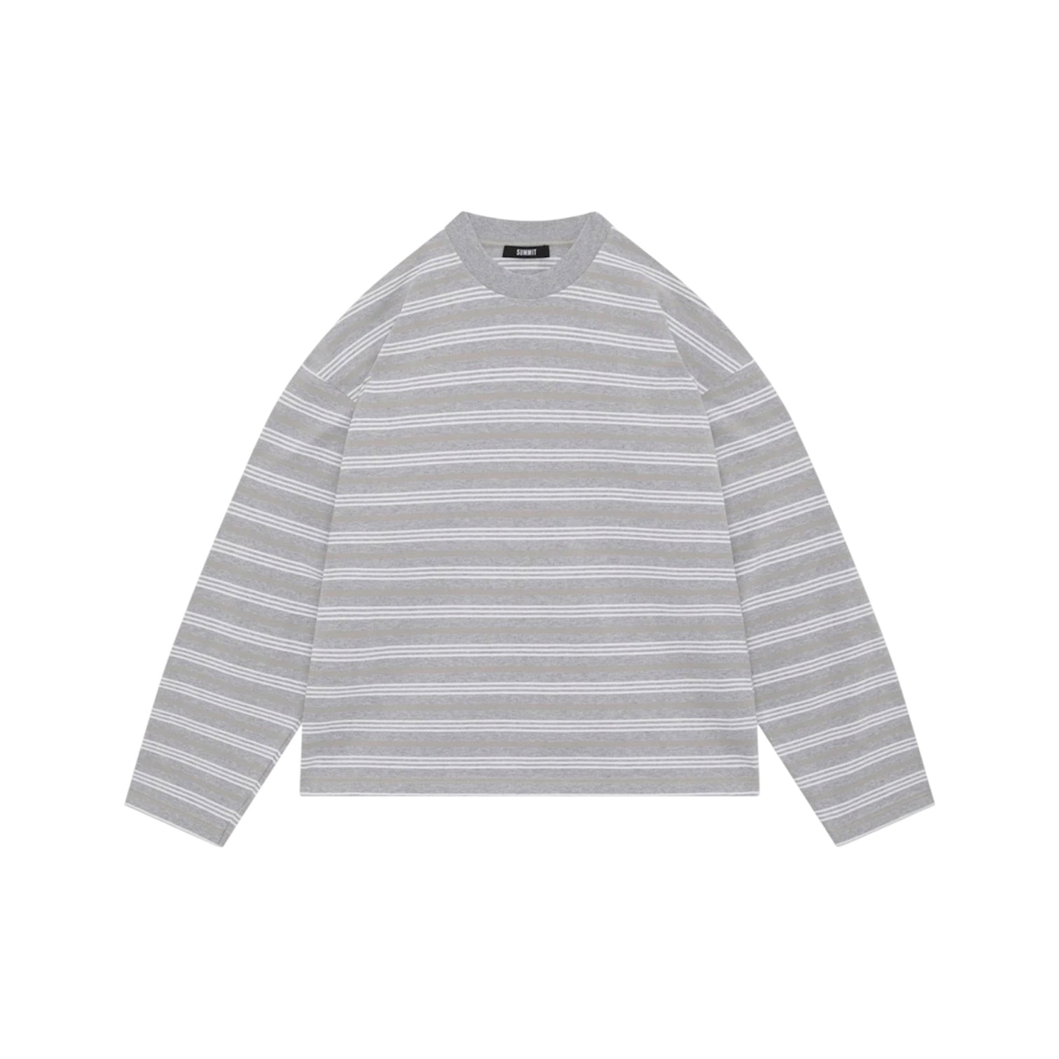 SUMMIT HEAVYWEIGHT LONG SLEEVE T SHIRT GREY / WHITE STRIPE