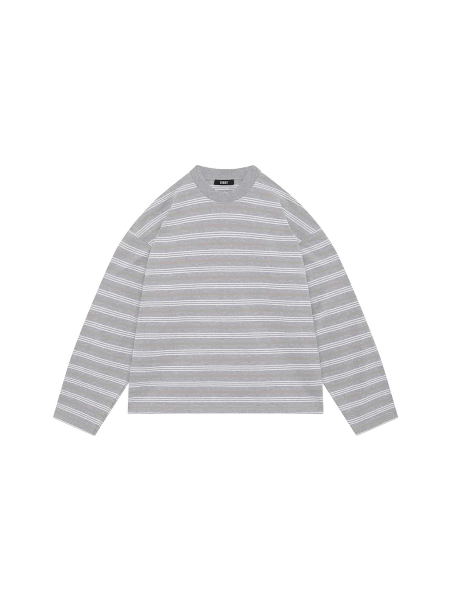 SUMMIT HEAVYWEIGHT LONG SLEEVE T SHIRT GREY / WHITE STRIPE