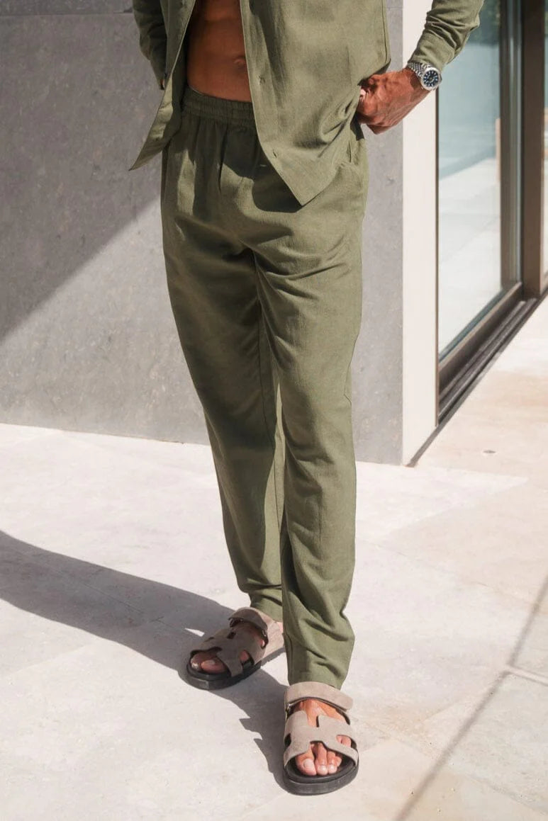 Belier Linen Trousers Olive