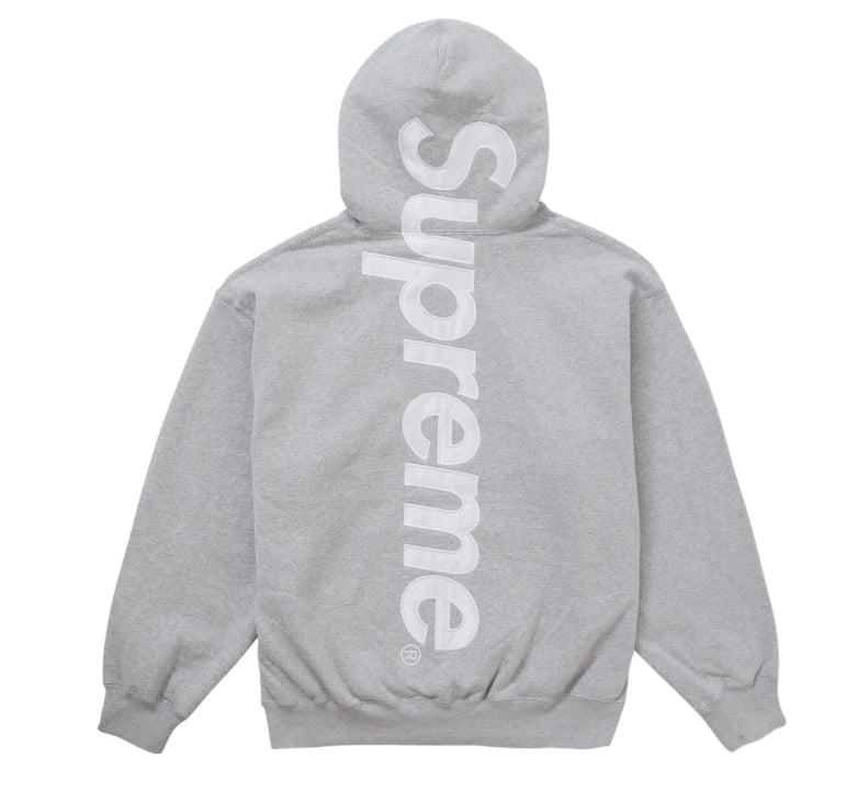 Supreme Satin Applique Hooded Sweatshirt ‘Heather Grey’