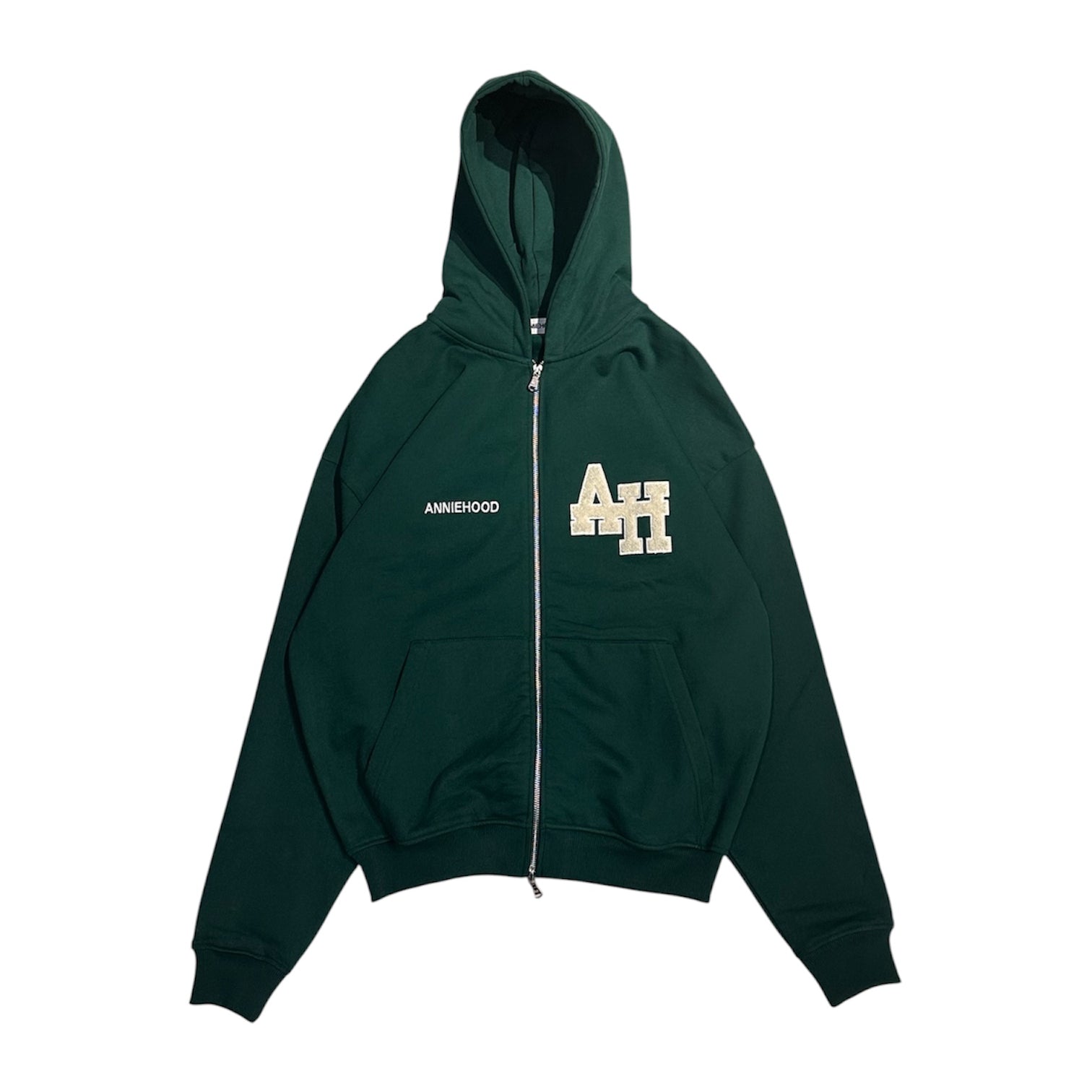ANNIE HOOD GREEN ZIP UP HOODIE