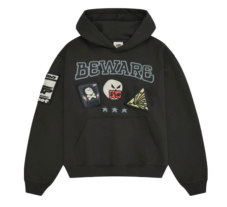 Broken Planet Beware Hoodie Soot Black